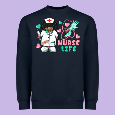 Nurse Life Afro American Nurse Heavyweight Sweatshirt Designed By Barkaloodesign