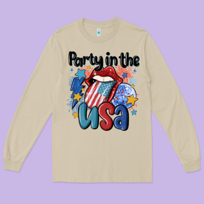 Party In The Usa Long Sleeve Tee Designed By Maliassmallbusiness