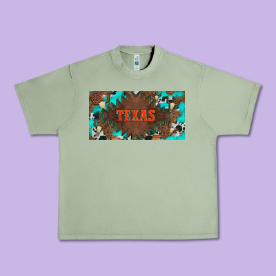 Western Texas And Bullskulls With Turquoise And Leopard Licanse Plate Urban Heavy Tee Designed By Artiststas