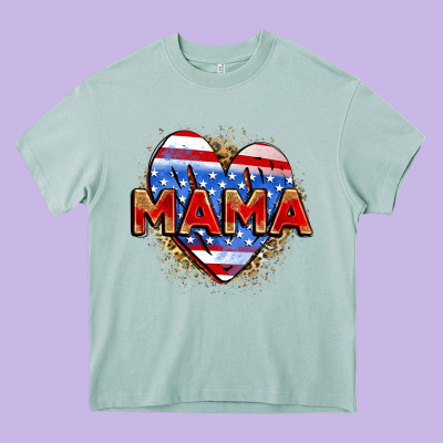 American Mama Heart Heavy Core Tee Designed By Zillion Design Studio
