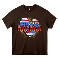 Chocolate Brown American mama heart Heavy Core Tee - Zillion Design Studio