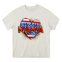 Cream American mama heart Heavy Core Tee - Zillion Design Studio