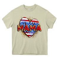 Mossy American mama heart Heavy Core Tee - Zillion Design Studio