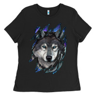 Black wolf scratch mark Ladies Tee - RanaPortraitStore