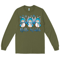 Army Green snowman hello winter Long Sleeve Tee - JahusDesignShop