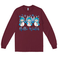 Burgundy snowman hello winter Long Sleeve Tee - JahusDesignShop