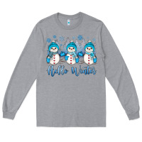 Heather Grey snowman hello winter Long Sleeve Tee - JahusDesignShop