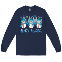 Navy snowman hello winter Long Sleeve Tee - JahusDesignShop