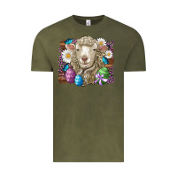 Vintage Olive easter sheep eggs butterfly daisys leopard glitter wooden Vintage Tee - Artiststas