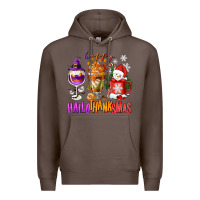 Coffee Happy Hallothanksmas wine glass and coffee Premium Hoodie - NancyCooperArtShop