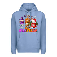 Colony Blue Happy Hallothanksmas wine glass and coffee Premium Hoodie - NancyCooperArtShop