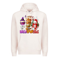 Pale Pink Happy Hallothanksmas wine glass and coffee Premium Hoodie - NancyCooperArtShop