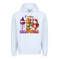 White Happy Hallothanksmas wine glass and coffee Premium Hoodie - NancyCooperArtShop