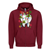 Burgundy Christmas Teeth Dentist Zipper Hoodie - MaliasSmallBusiness