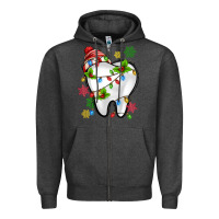 Charcoal Heather Christmas Teeth Dentist Zipper Hoodie - MaliasSmallBusiness