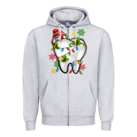 Heather Grey Christmas Teeth Dentist Zipper Hoodie - MaliasSmallBusiness
