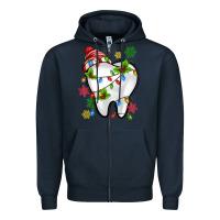 Navy Christmas Teeth Dentist Zipper Hoodie - MaliasSmallBusiness