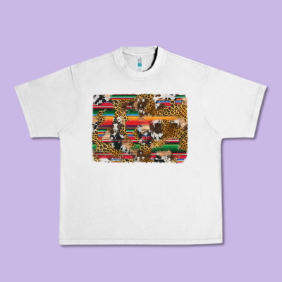 Western Serape Cowhide And Leopard Background Urban Heavy Tee Designed By Artiststas