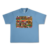 Pebble Blue western serape cowhide and leopard background Urban Heavy Tee - Artiststas