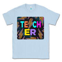 Dusty Blue Teacher Flash Classic Tee - LillyAllenDesigns