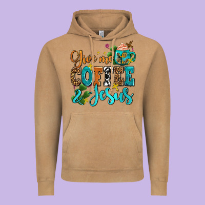 Gıve Me Coffee And Jesus Vintage Hoodie Designed By Adodesignshop