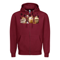 Burgundy Dog Mom Coffee Lover Coffee Cups Zipper Hoodie - MaliasSmallBusiness