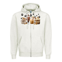 Oatmeal Heather Dog Mom Coffee Lover Coffee Cups Zipper Hoodie - MaliasSmallBusiness