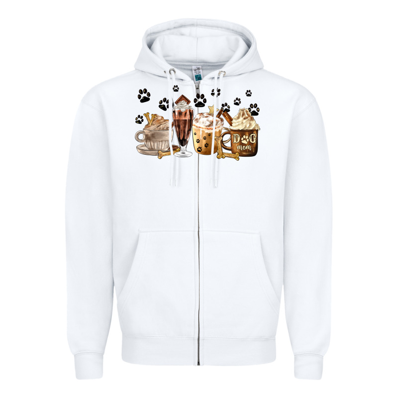 Dog Mom Coffee Lover Coffee Cups Zipper Hoodie by MaliasSmallBusiness | Teevron