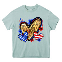 American Flag Heart Leopard Heavy Core Tee | Teevron