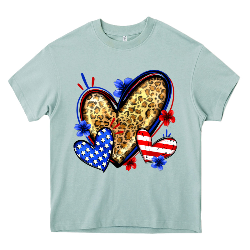 American Flag Heart Leopard Heavy Core Tee by Zillion Design Studio | Teevron