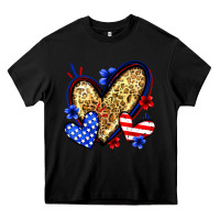 Black American flag heart leopard Heavy Core Tee - Zillion Design Studio