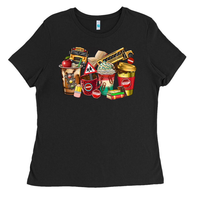 School Bus Driver Coffee Cups Ladies Tee by texasbilliewilder | Teevron