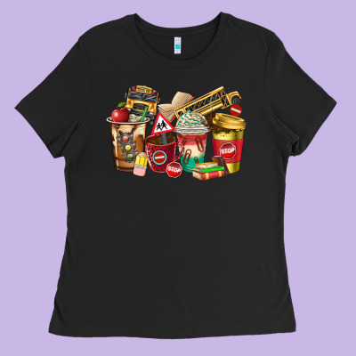 School Bus Driver Coffee Cups Ladies Tee Designed By Texasbilliewilder