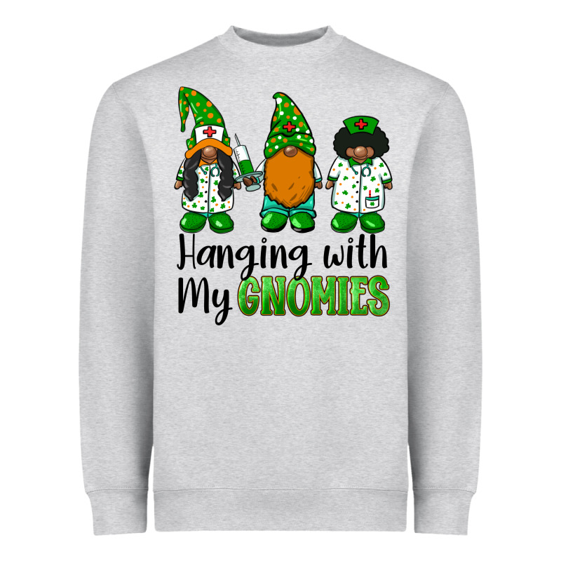 Hanging With My Gnomies African American Nurse Gnomies Heavyweight Sweatshirt by BarkalooDesign | Teevron