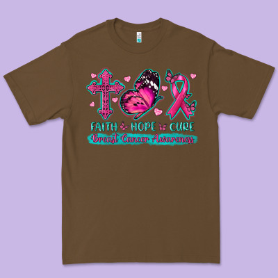 Faith Hope Cure Breast Cancer Awareness Premium Tee Designed By Texasbilliewilder