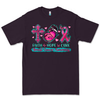 Plum Faith Hope Cure Breast Cancer Awareness Premium Tee - texasbilliewilder
