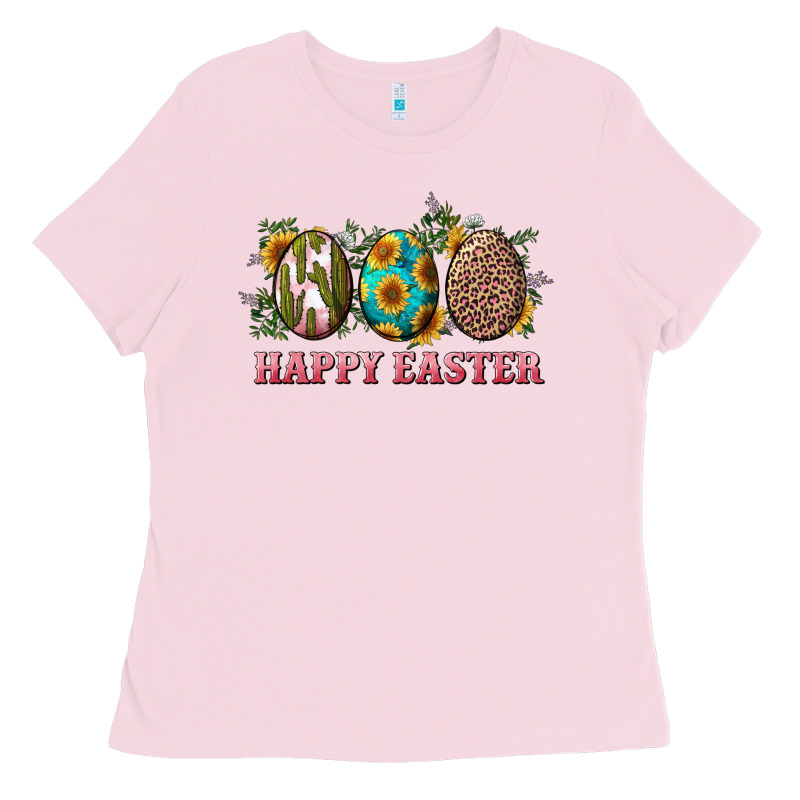 Happy Easter Eggs With Sunflower Leopard And Cactus Ladies Tee by RanaPortraitStore | Teevron