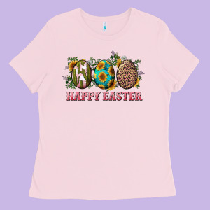 Happy Easter Eggs With Sunflower Leopard And Cactus Ladies Tee Designed By Ranaportraitstore