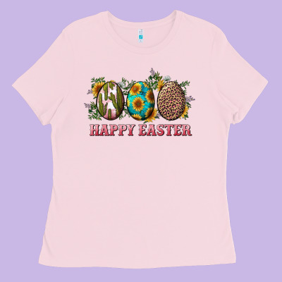 Happy Easter Eggs With Sunflower Leopard And Cactus Ladies Tee Designed By Ranaportraitstore