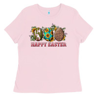 Bubblegum Pink happy easter eggs with sunflower leopard and cactus Ladies Tee - RanaPortraitStore