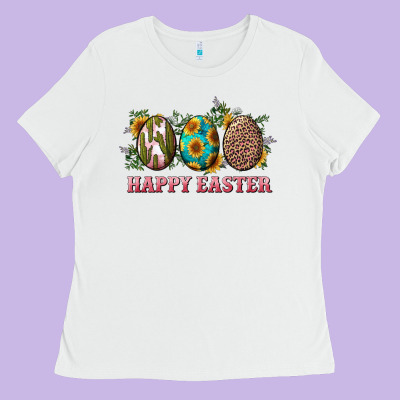 Happy Easter Eggs With Sunflower Leopard And Cactus Ladies Tee Designed By Ranaportraitstore