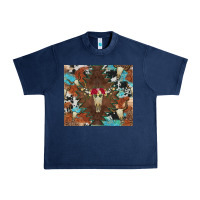 Navy western floral bullskull cowhide and leopard Urban Heavy Tee - Artiststas