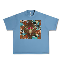 Pebble Blue western floral bullskull cowhide and leopard Urban Heavy Tee - Artiststas