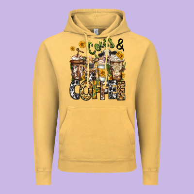 Cows And Coffee Cups Vintage Hoodie Designed By Jasminsmagicworld