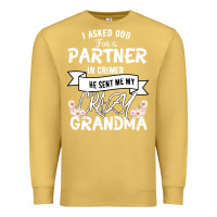 Antique Gold I Asked God For a Partner In Crime He Sent Me My Crazy Grandma Premium Sweatshirt - Bettercallsaul