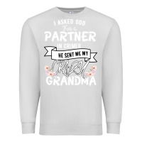 Dove Grey I Asked God For a Partner In Crime He Sent Me My Crazy Grandma Premium Sweatshirt - Bettercallsaul