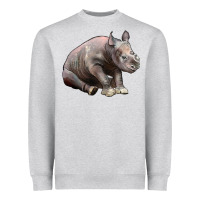 Heather Grey Baby Rhino Illustrations Heavyweight Sweatshirt - LillyAllenDesigns