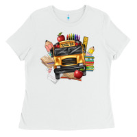 White school bus driver front Ladies Tee - texasbilliewilder