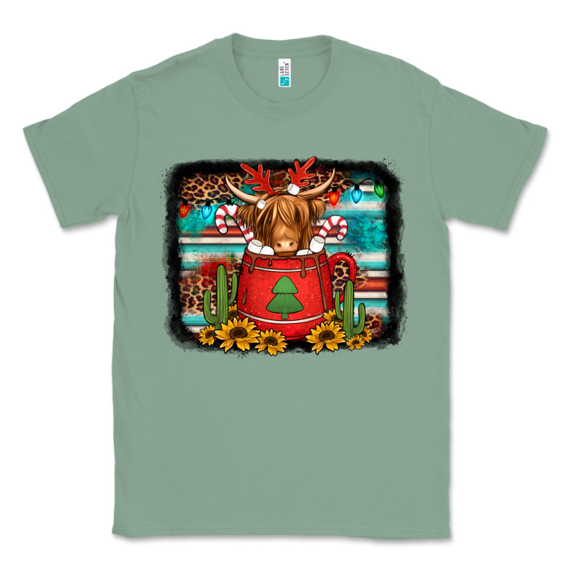 Hot Coco Christmas Highland Cow With Background Classic Tee by Jasminsmagicworld | Teevron