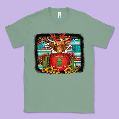 Hot Coco Christmas Highland Cow With Background Classic Tee Designed By Jasminsmagicworld